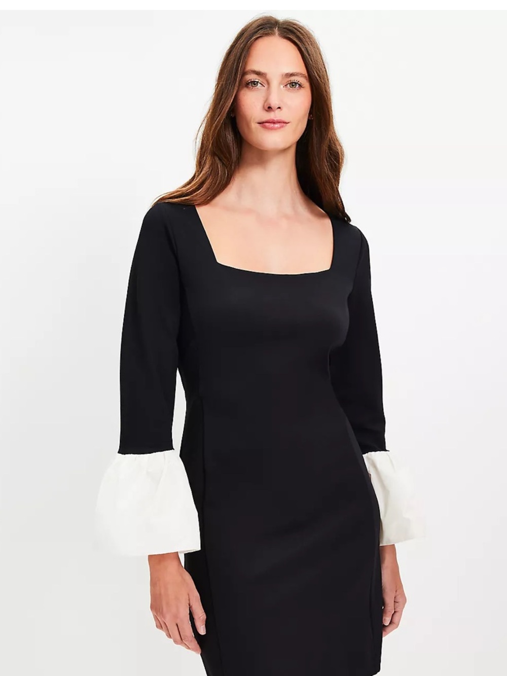 LOFT, Flounce Cuff Ponte Mini Dress, Size 00P, NWT (STAUD dup)
